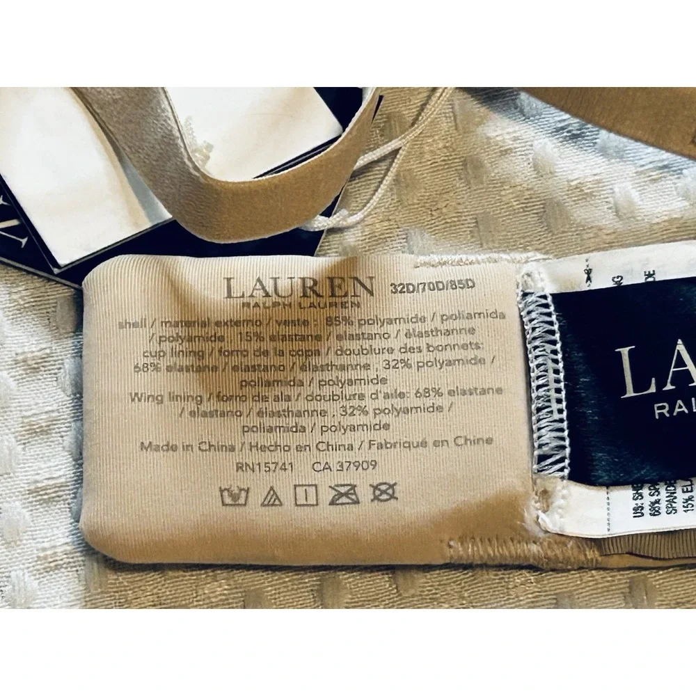 LAUREN RALPH LAUREN Lot Of 2 (NEW) 32D Wireless Full Coverage T-shirt Bras Luxe